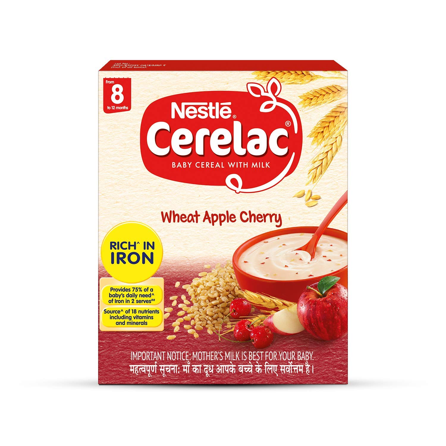 Nestle Cerelac Wheat Apple Cherry 8 To 12 Months - Harish Food Zone